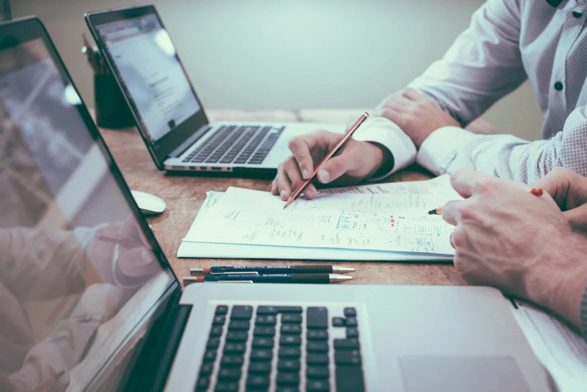 Desk with financial planning documents